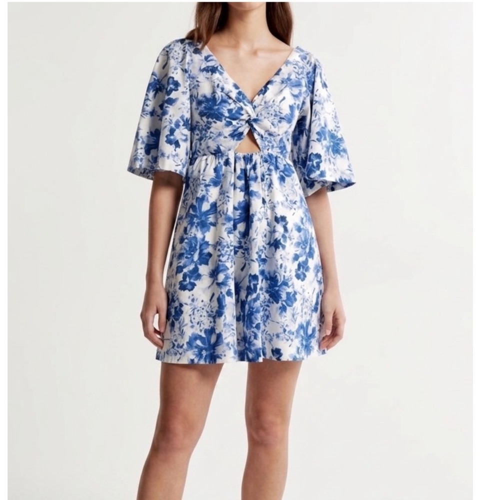 Abercrombie & Fitch (Blue) Floral Cutout Mini Dress Women XL
